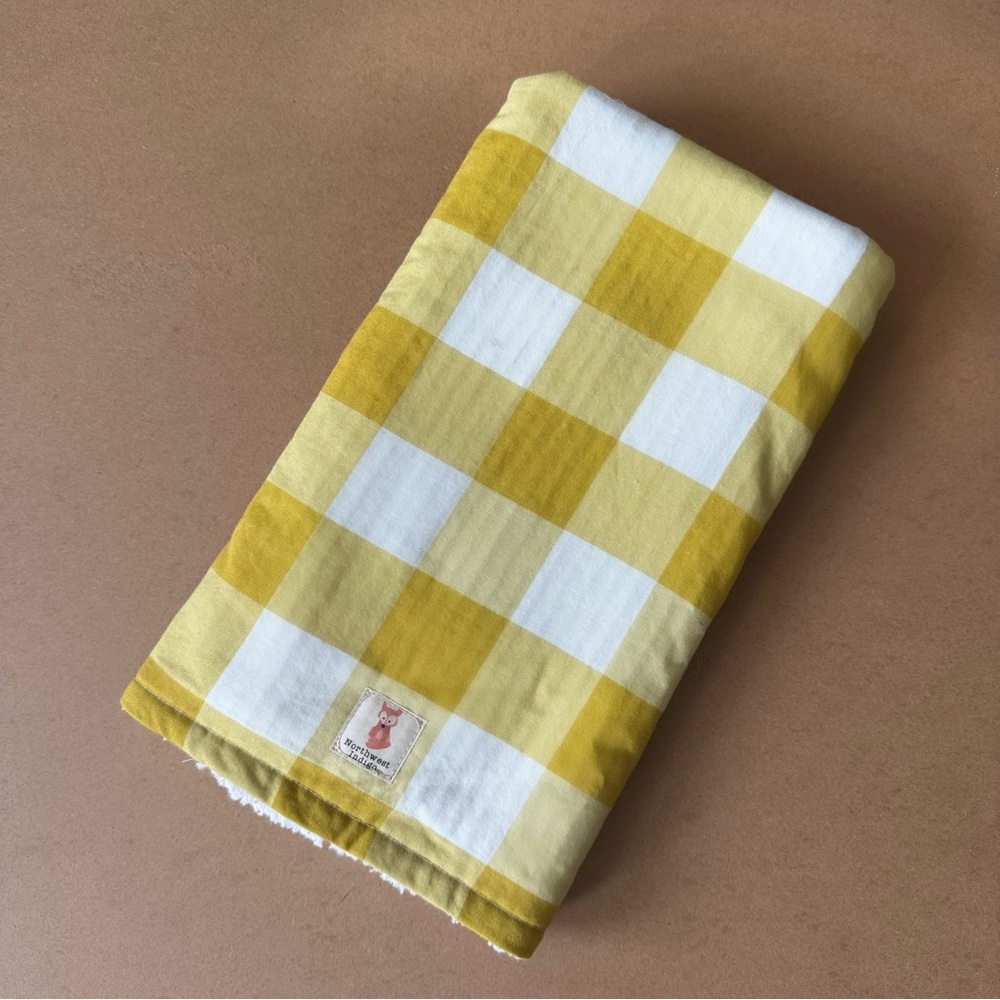NWOT Handmade Yellow and White Buffalo Check Hand Towel